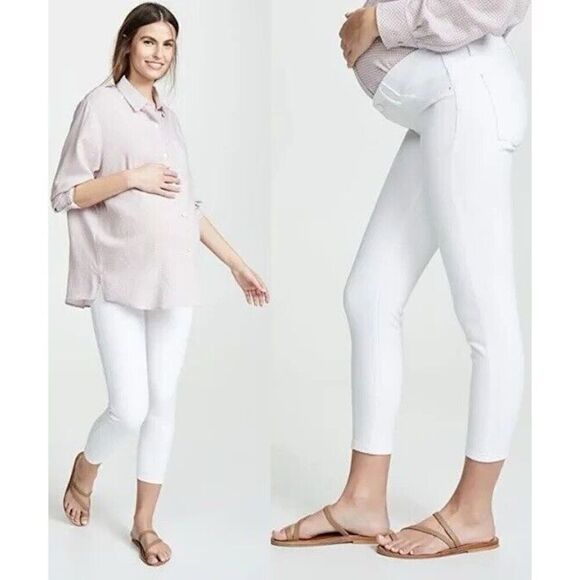 NWT DL1961 Florence Maternity White Cropped Instasculpt Skinny Jeans—$179–Sz 26 - Picture 1 of 16